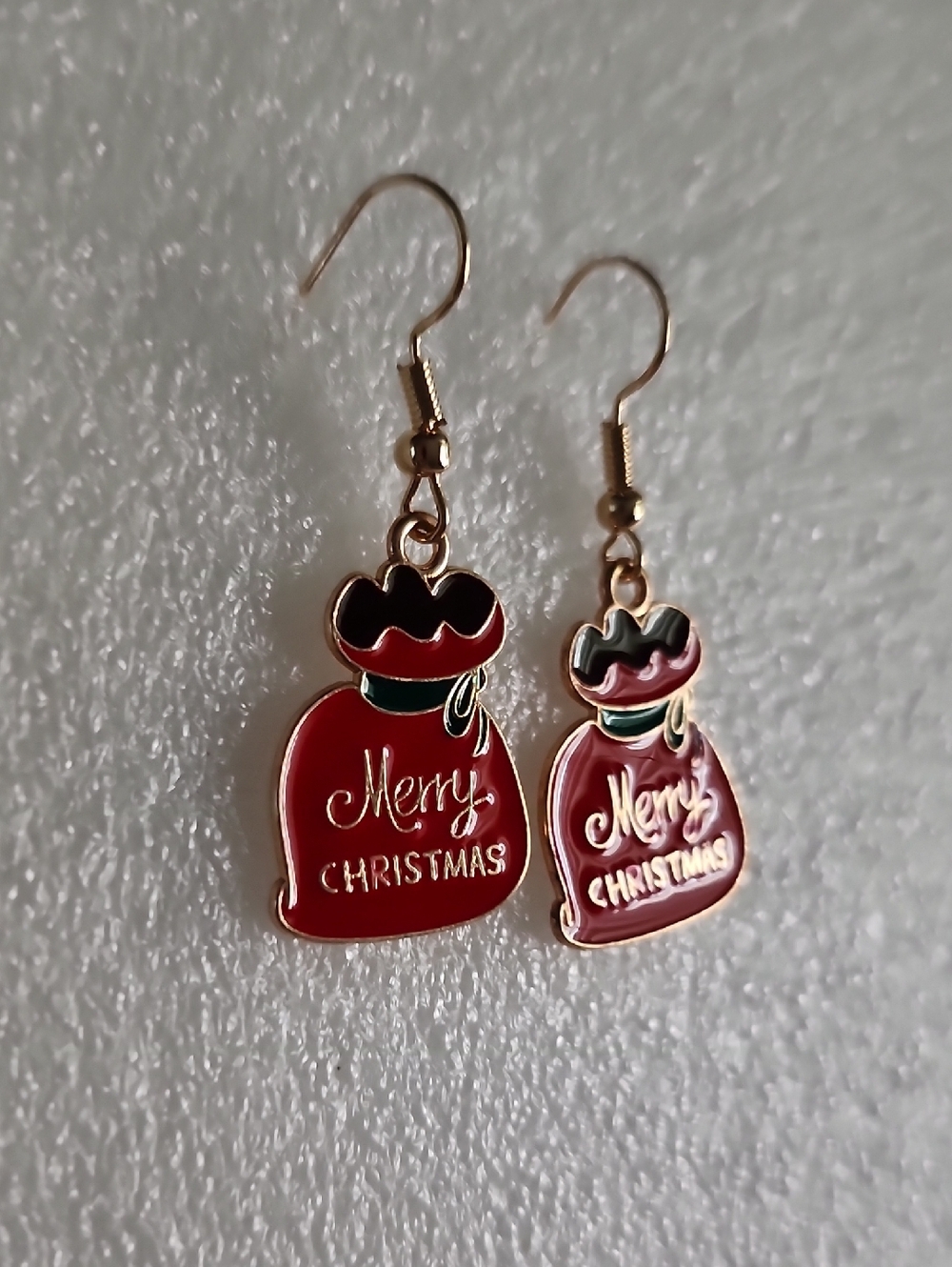 Hand Crafted Red 'Merry Christmas' Santa Sack Earrings